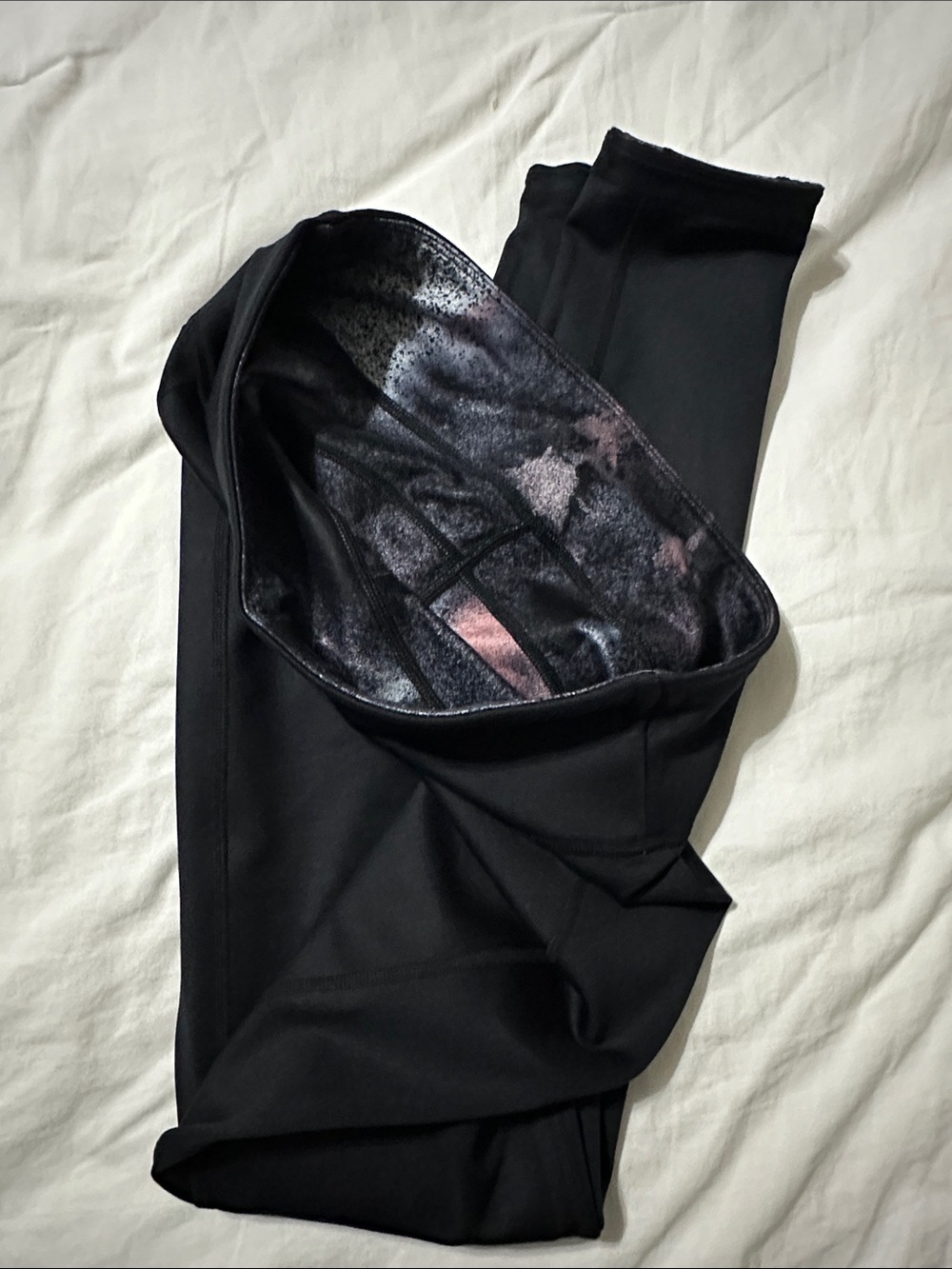 Sweaty Betty Black and Pink High-Waist Printed Leggings REVERSIBLE - Picture 7 of 7